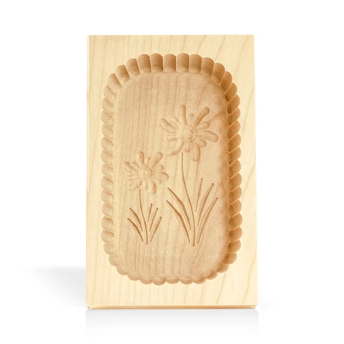 Drewniana forma do masła 400 g - motyw kwiatowy